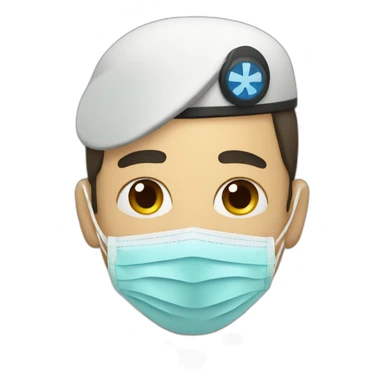 a military man in a Medical masks sticker