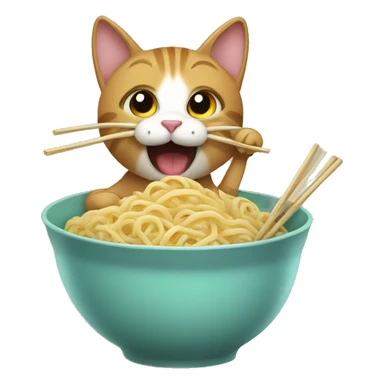 Cat eating noodles  sticker