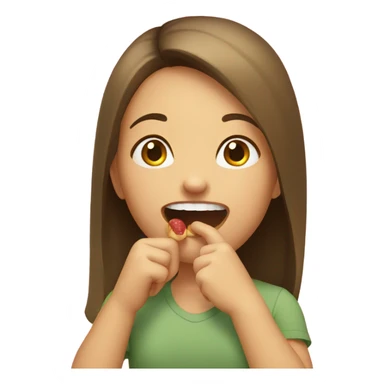 Girl smiling and biting finger sticker