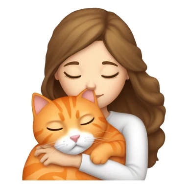 light skinned brunette girl sleeping with a cute orange cat sticker