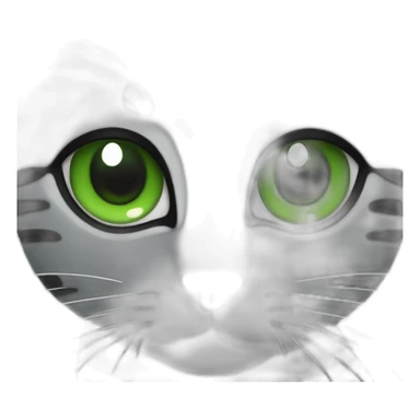 green eyes black kand grey stripted cat face sticker