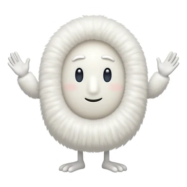 White oval with no body and oval arms and legs white fuzzy snout sticker