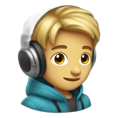 A boy with cool headphone  sticker