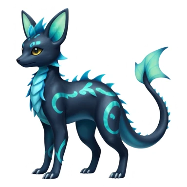 Shiny Aural Iridescent Fluorescent Bioluminescent Umbreon-Amaura-Salandit-Vaporeon-Fakémon-fusion (full body) sticker