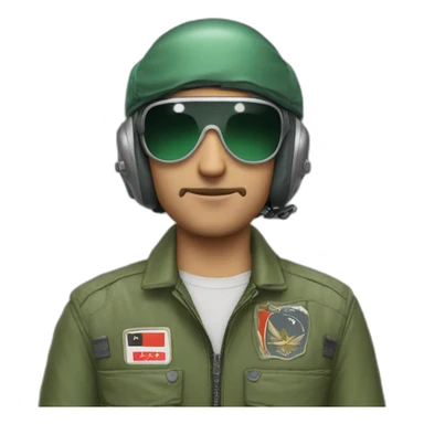 Turkish male fighter pilot with blond green overalls and Ray Ban glasses sticker