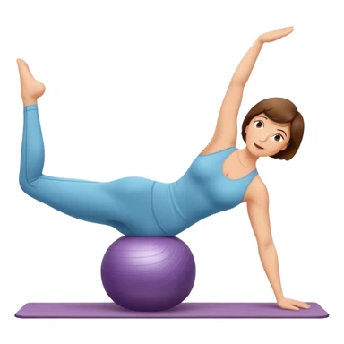 Pretty, sexy, mature, slightly curvy white Woman with short brown hair doing Pilates exercises  sticker
