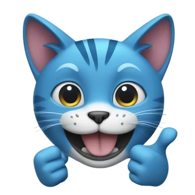 Blue cat thumbs up sticker