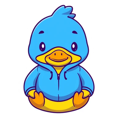 Cute yellow rubber duck wearing a colorful hoodie sticker