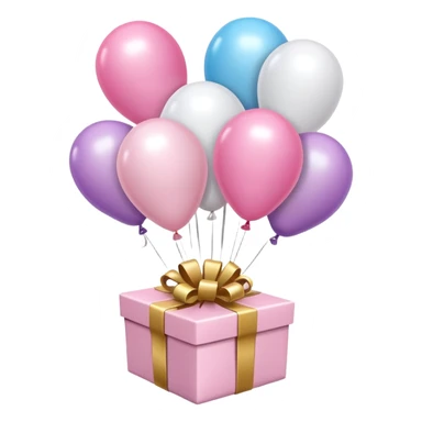 Please make light pink and white balloons, several of them, and tie them to a gift. sticker