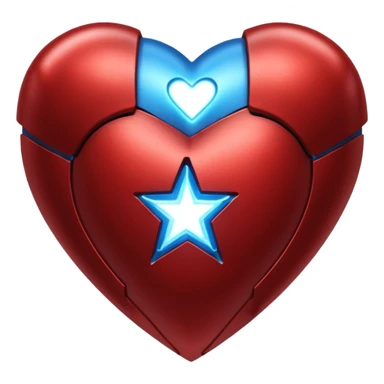 A red Iron Man heart with a glowing blue star in the center sticker