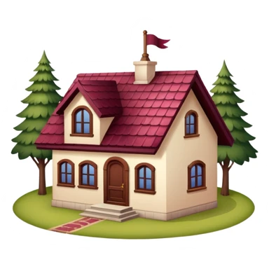 A dacha with a burgundy tiled roof sticker