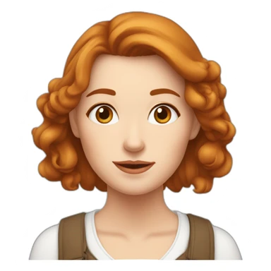 Femme rousse aux yeux vairon, avec son chiens blanc et marron sticker
