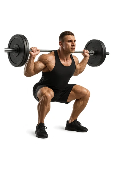 bodybuilder fa squat con bilanciere  sticker