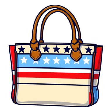 patriotic American handbag with stars and stripes sticker