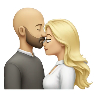Bald man with beard  kissing blonde woman sticker