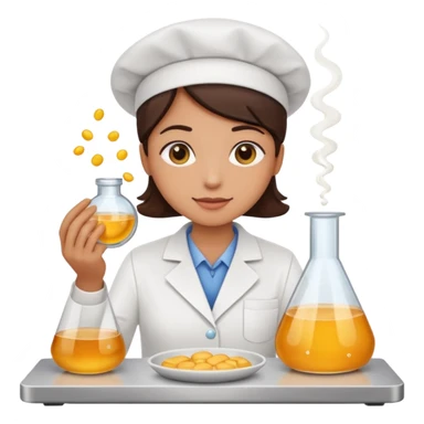 laboratory researcher analyzing dish emoji style. sticker