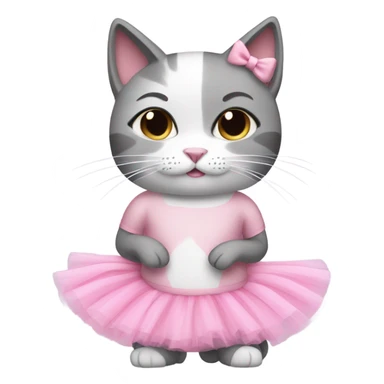 gray and white cat wearing a pink tutu  sticker