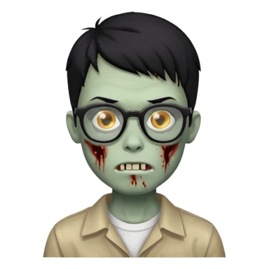 Menino zumbi com cabelo preto de óculos sticker