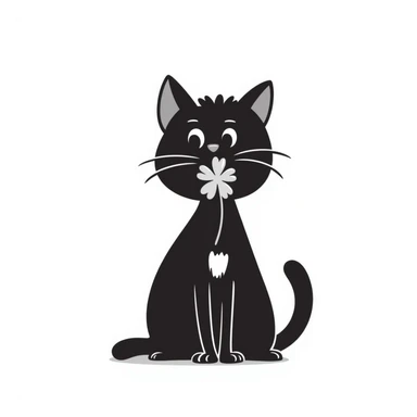 hand drawn doodle style cat with clover sticker