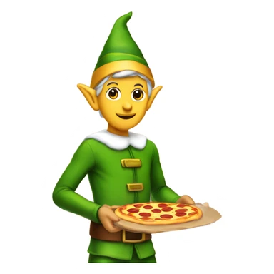 Elf on the shelve with pizza sticker