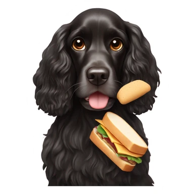 Schwarzer Cockerspaniel mit Sandwich  sticker