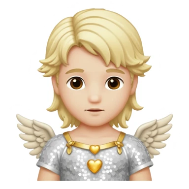 Cupid, God of Love from Gods and Goddesses with long blond hair, ivory sequin outfit sticker