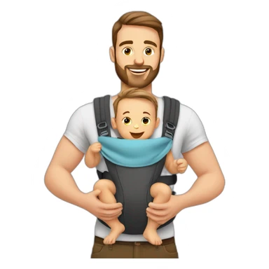 European Babywearing dad with baby ergo carrier sticker