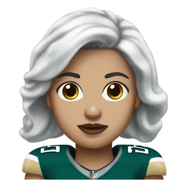 White skin female dark hair red lips wearing Philadelphia Eagles jersey sticker