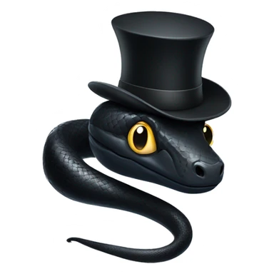 Black snake wearing a small top hat sticker