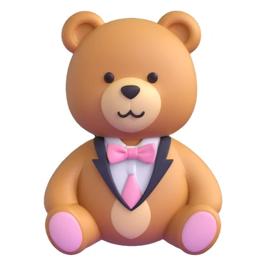 teddy bear with light pink bow tie sticker
