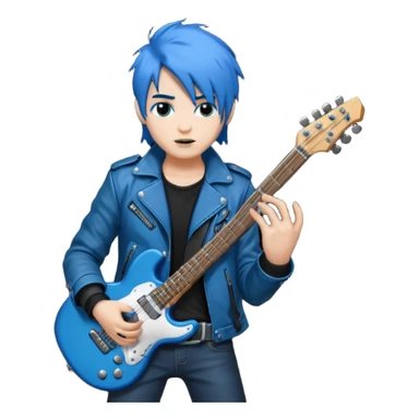 Rocker with blue hair AND blue guitar sticker