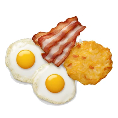 Eggs, bacon, and hash browns on plate sticker