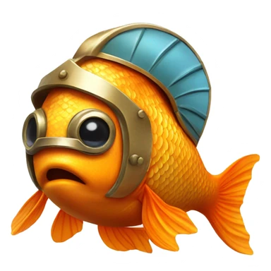 Goldfish wearing Viking helmet sticker