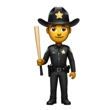 Male Sheriffs Deputy wit baseball bat sticker