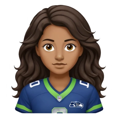 Long wavy Dark brown hair, brown eyes with small nose ring of seahawks fan women sticker