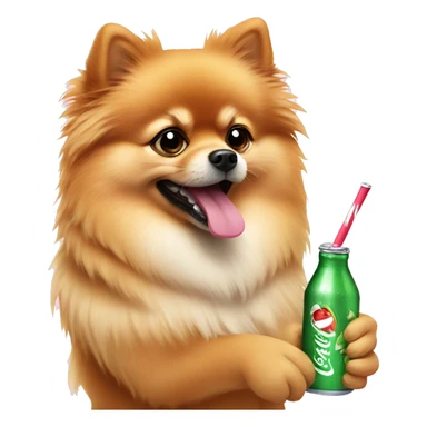 Pomeranian drinking soda sticker