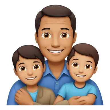 Indonesian father with son and daughter, smiling together sticker