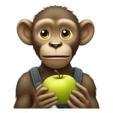 Un singe mange une pomme sticker