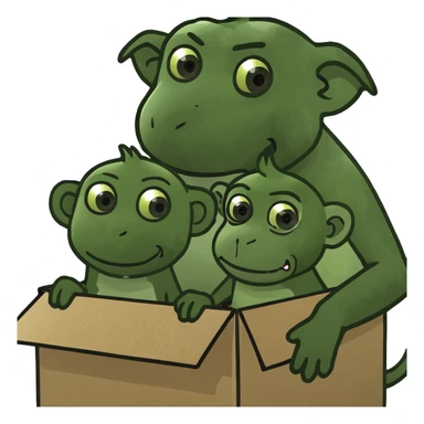 Dog with monkey in box sticker