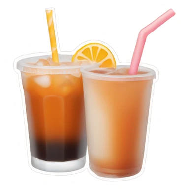 thai iced tea with a straw sticker