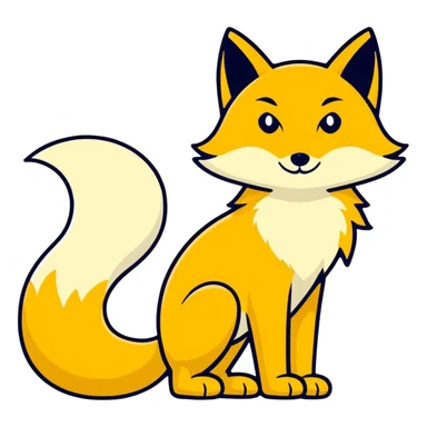 A yellow fox with two tails sticker