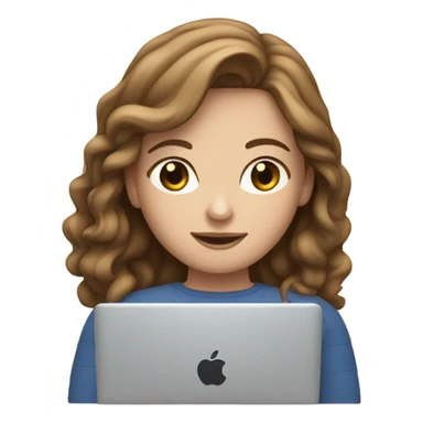 wavy brown-hair white girl with macbook sticker