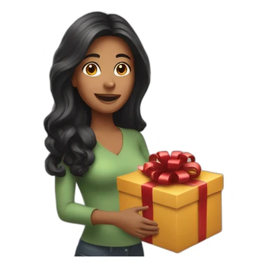 latin woman opening gift sticker