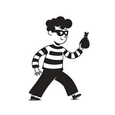 hand drawn doodle of a robber wearing a mask sticker