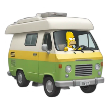 Homer simpson driving camper van sticker