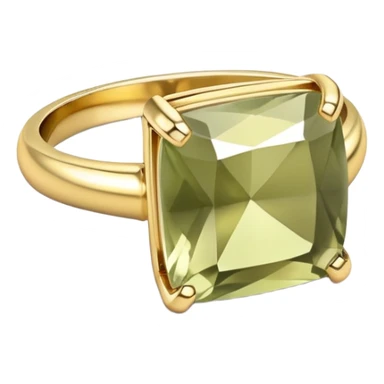 A ring with a pale olive square stone sticker