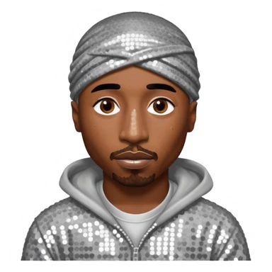 Tupac with silver sequin outfit sticker