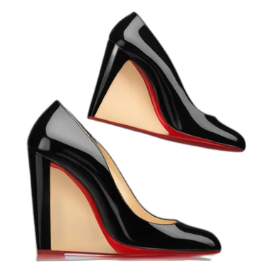 One WEDGE heel LOUBOUTIN black leather PATENT sticker