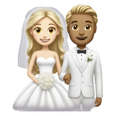 white bride and white groom sticker