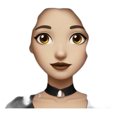 white hair girl with black gothic dress brown eyes with freckles sticker